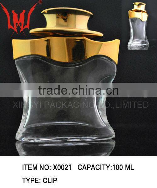 50ml fancy oval shape women perfume empty glass bottle with crystal cap and pump sprayer