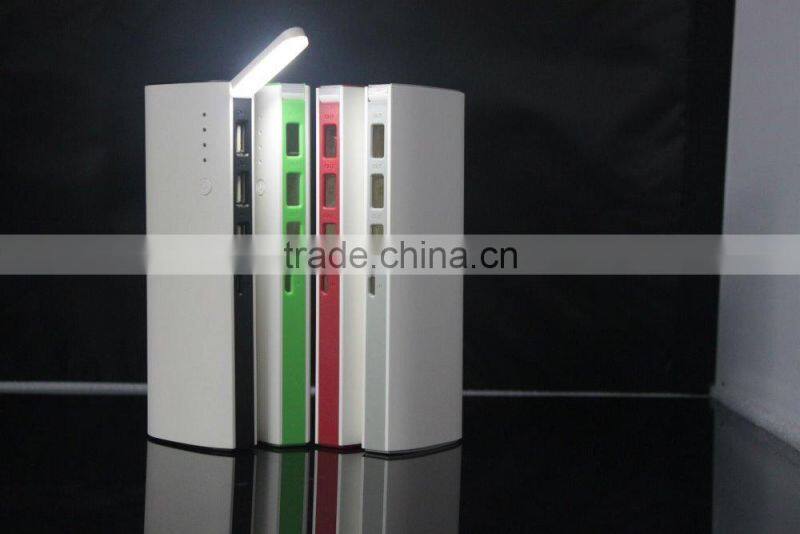 Led light 10400mah power bank usb 2.0 3 port hub with mobile phone charger