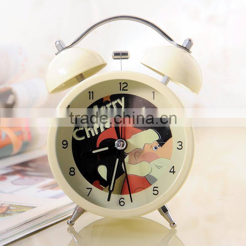 Supply Fashion colorful ultra-quiet with light Twin Bell alarm Clock --Black Santa Claus