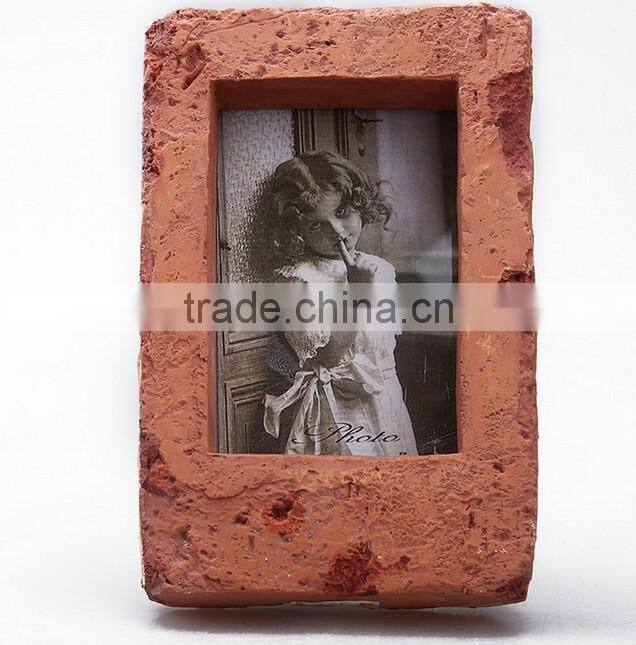 Custom designed resin artificial red brick rectangle photo frame