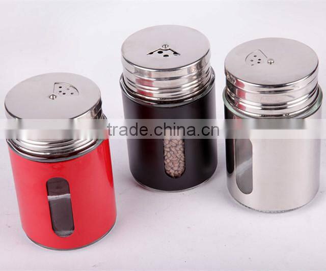 120ml glass spice jar set with stainless steel casing