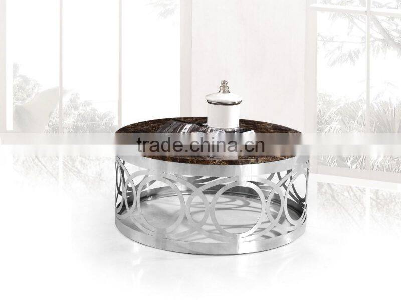 Black marble coffee table silver living room furniture