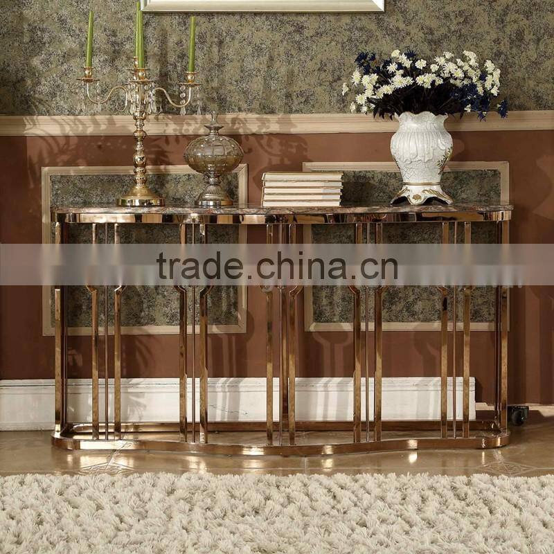 luxury marble top console table with crystal decoration