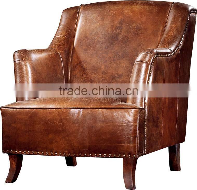2016high quality retro vintage leather leisure chair for living room C627#