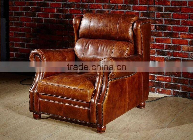 high end vintage leather sofa S118