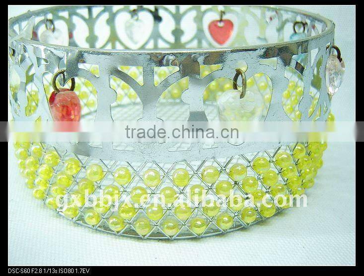 Round wire decorative with mix pearl storage candy display gift basket