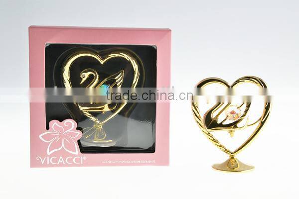 Luxury 24K Gold Plated Crystal Swan for wedding gifts