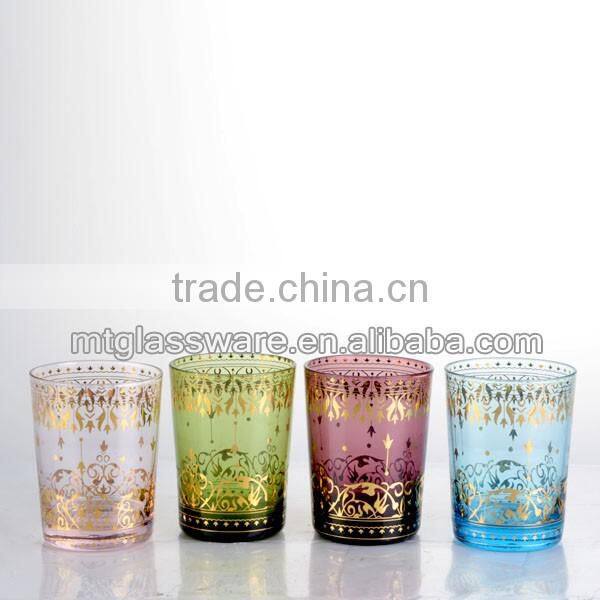 colorful gold flower design water cup