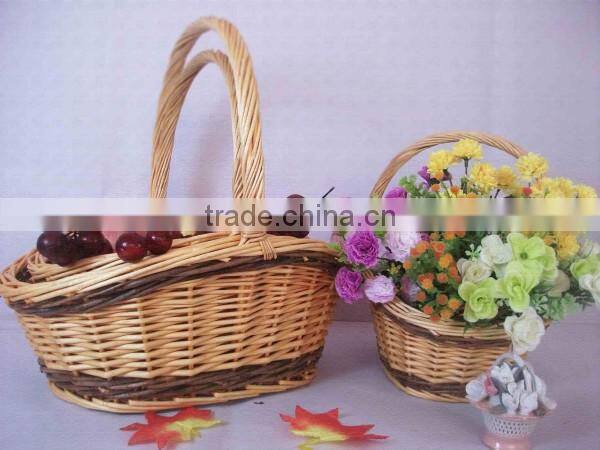 3 pcs Empty Wicker Gift Basket with handle for christmas