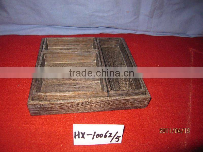 small wooden craft tray with compartment