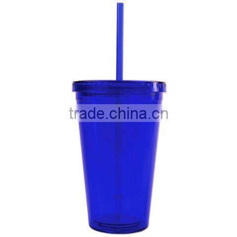 FDA approved bpa free colorful plastic tumblers with straw lid
