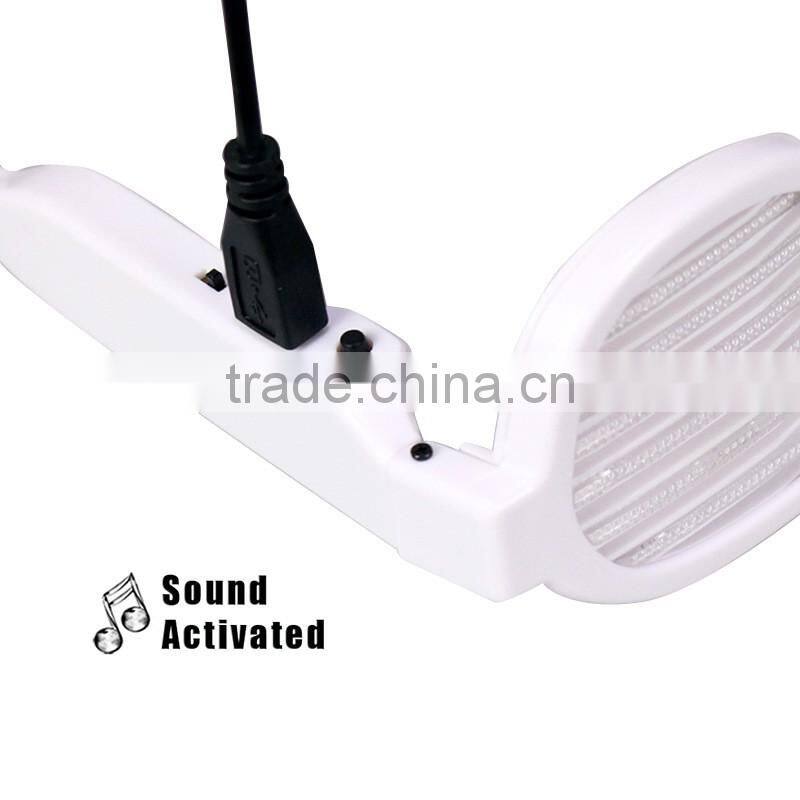 Amazon Best Seller Black Color Sound Activated Crazy Led Sunglasses Glitter Party Sunglasses