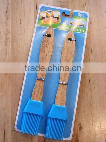 4 Piece Black Silicone Utensil Set Bamboo Handles - Spatula - Spoon - Brush