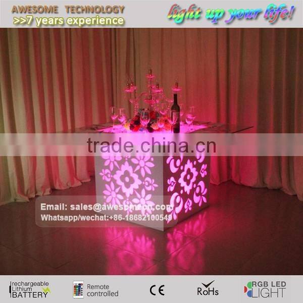 folding led wedding table with lasering pattern