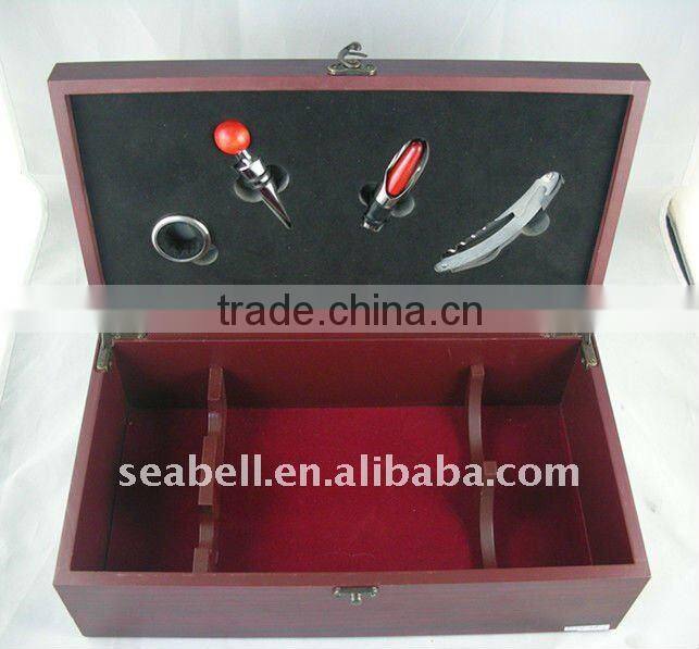 wooden box wine set