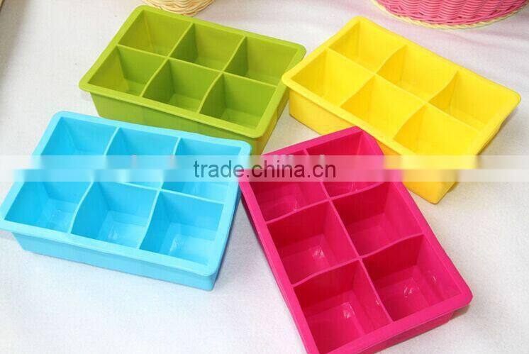 Summber Ice Cube tools 6 Cavity Silicone Square Ice Cube Tray