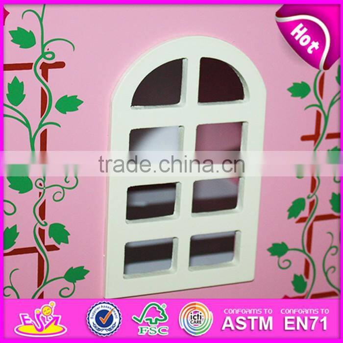 Best design pink house toys wooden dollhouse for girls W06A020