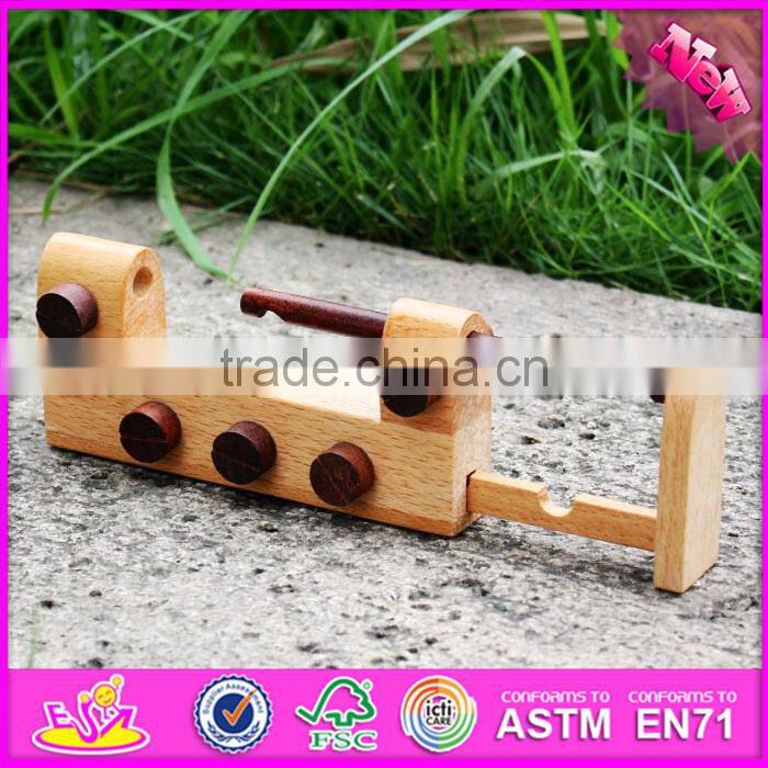 2016 new design children wooden lock toy W02A167