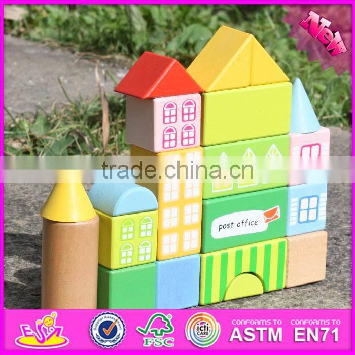 2017 new design 20 pieces model buildings kids wooden toy blocks W13A121