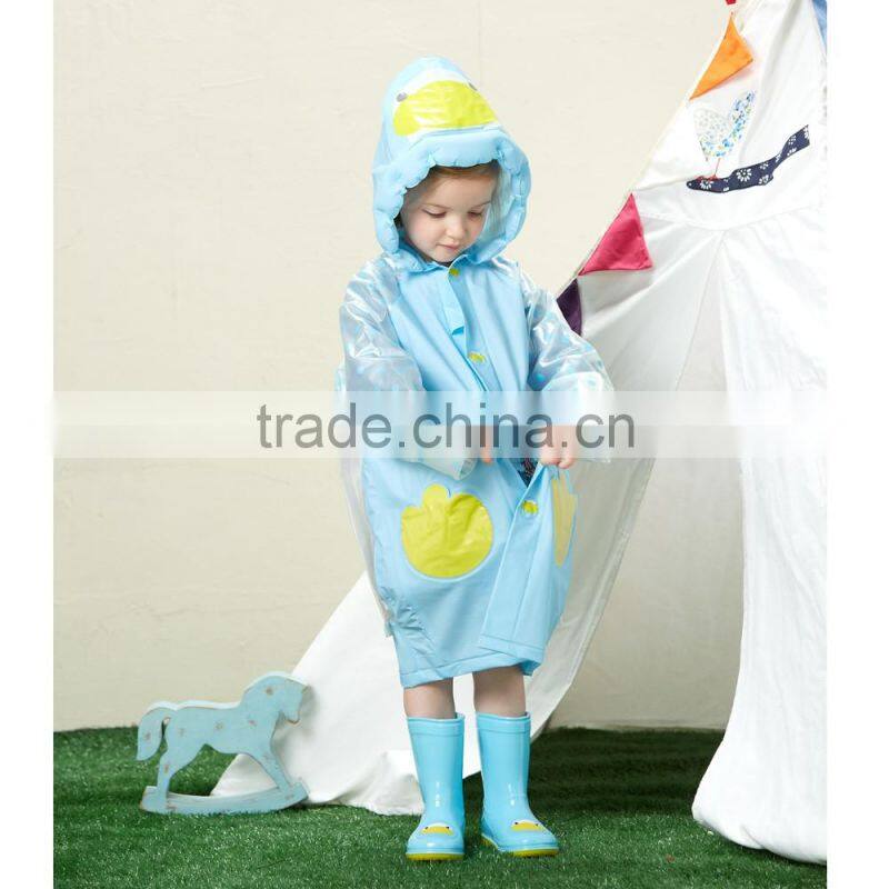 PVC rain coats for kids cute animals hotsale children long raincoats with hat