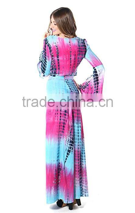 long skirt with kurti and tops for Women's Bohemian 2 Piece Crop Top High Waist Maxi Skirt Dress Set