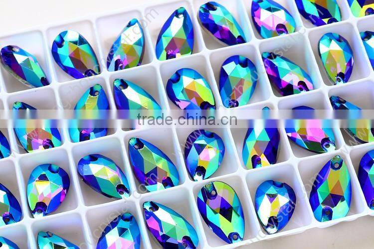 Drop shape 280AB color sew on crystals,flat back k5 crystal stones, decoration rhinestones