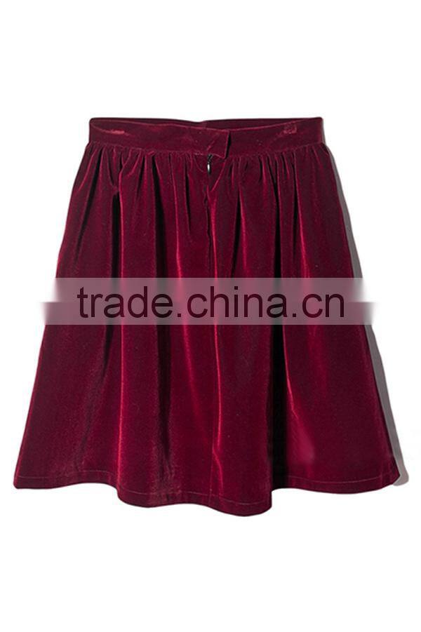 OEM Service High Quality Pleated Red Velvet Skirt