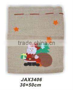 Linen x'mas bag with snowman patch