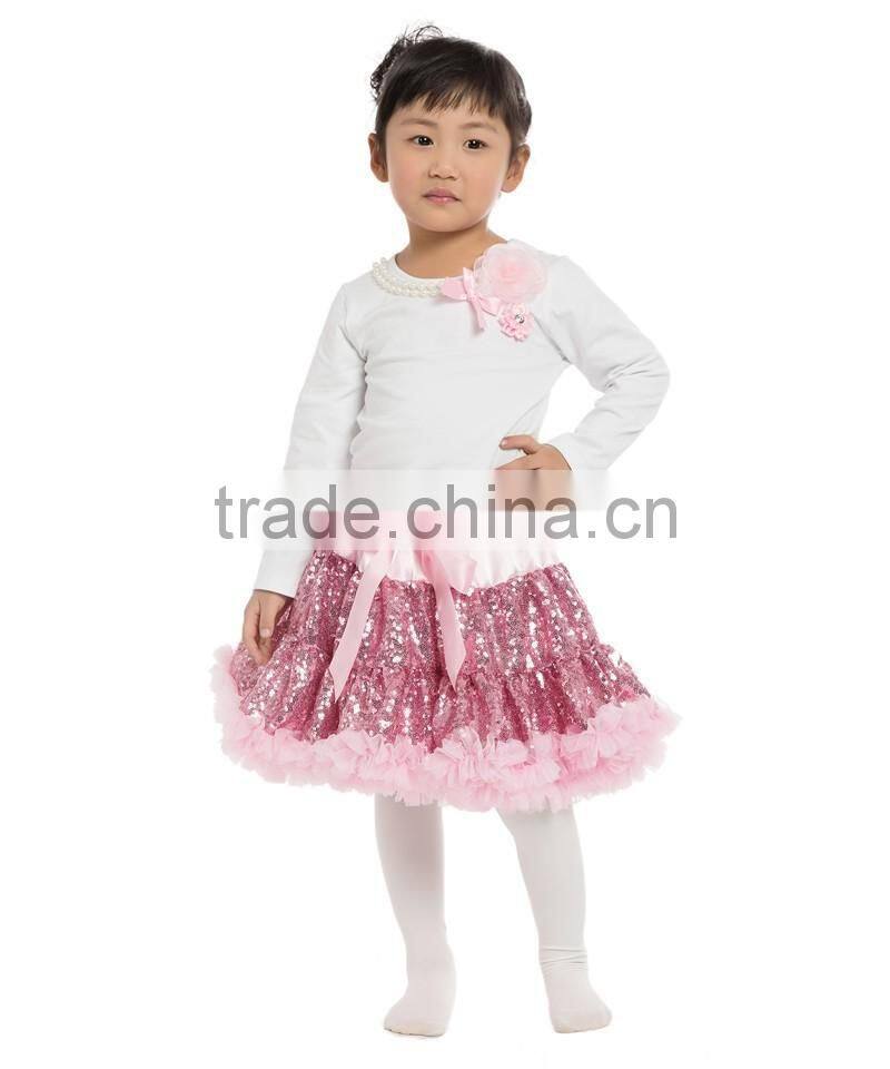 spring and autumn children dress wholesale sequin pettiskirts set