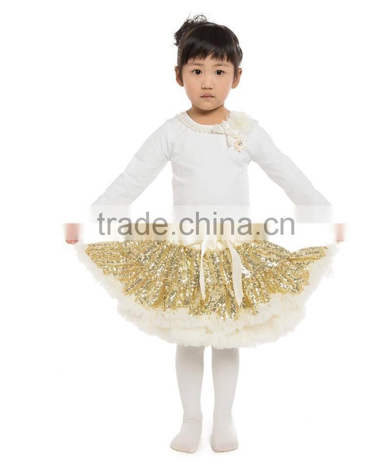 spring and autumn children dress wholesale sequin pettiskirts set