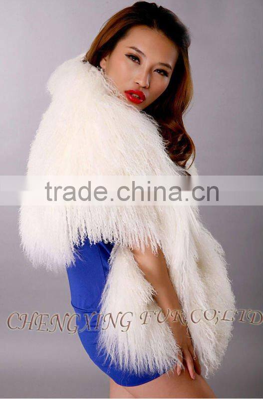 CX-B-91B Genuine Mongolian Sheep Fur Wholesale Shawl