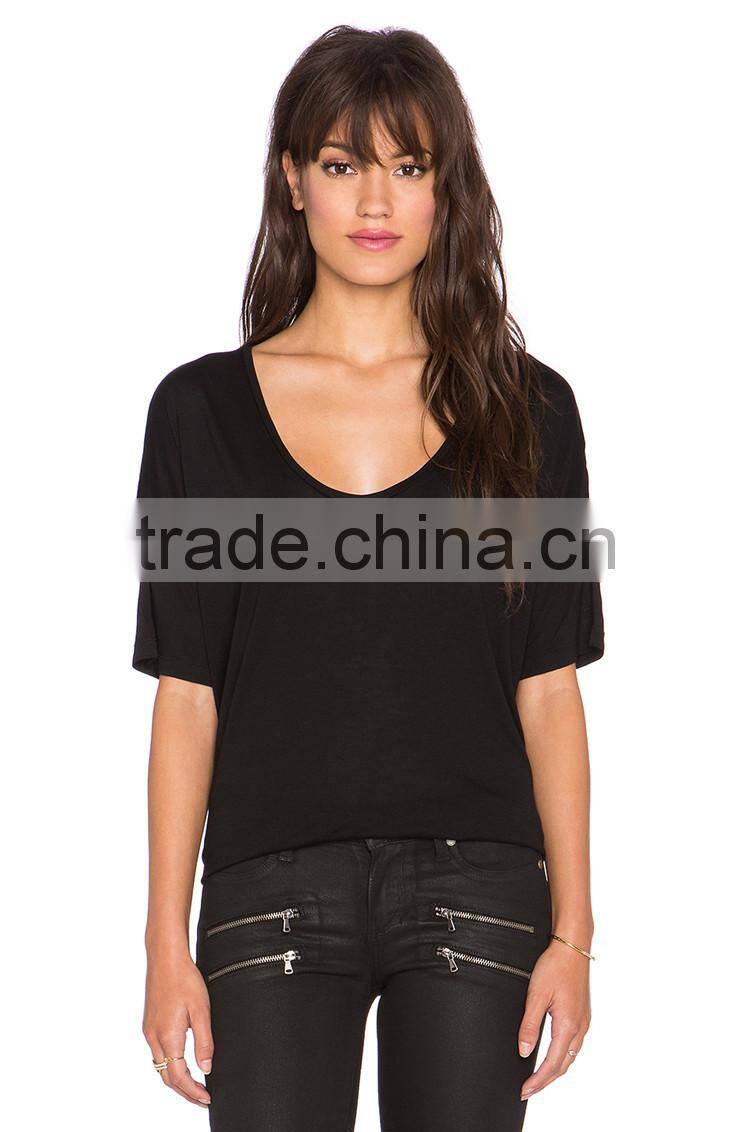 Ladies' wholesale sexy t shirt wide neck wonder woman t shirt