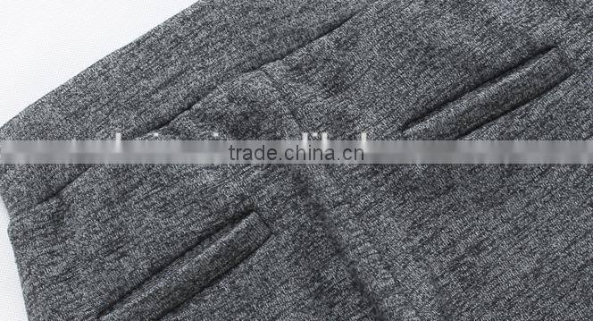 Ladies sports pants wholesale cheaper customized textured knit CVC 80/20Cotton sports pants