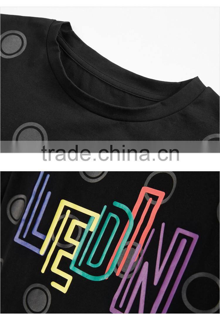 Women Short sleeve Summer T-Shirt Black Crop Top t-shirt with printing design