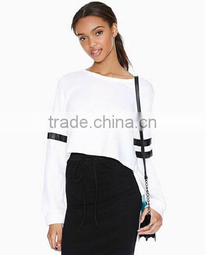 New china supplier for 100%cotton slim cropped women's fit custom matching stripe baseball jersry hoodies