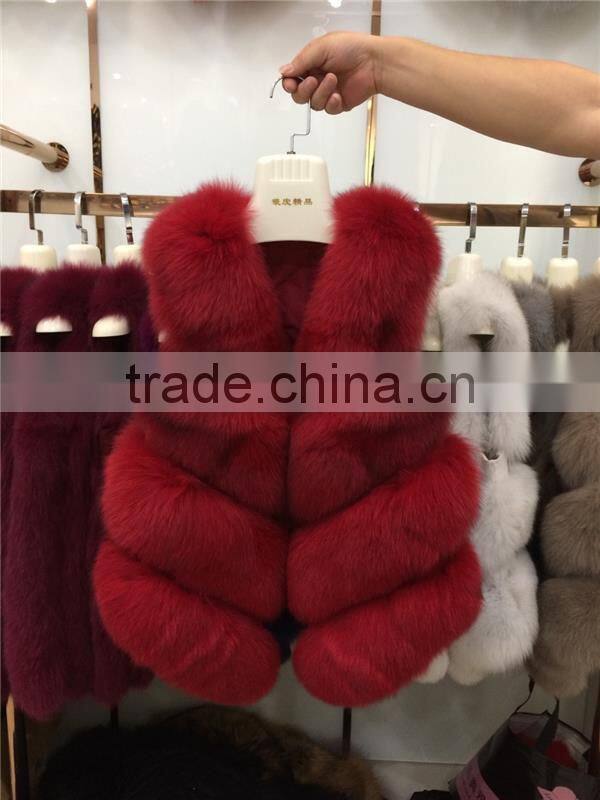 2016 Lady Fashion Natural Whole Fox Fur Vests Women's Real Fur Waistcoat Winter Overcoat Girl Fur Vest