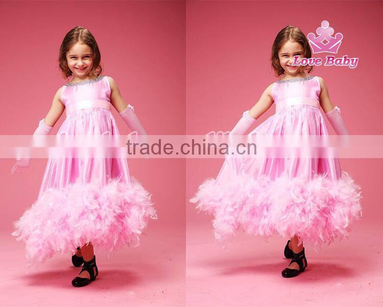 Wholesale 2015 New Stylish Boutique Feather Fairy Baby Girls Long Dress