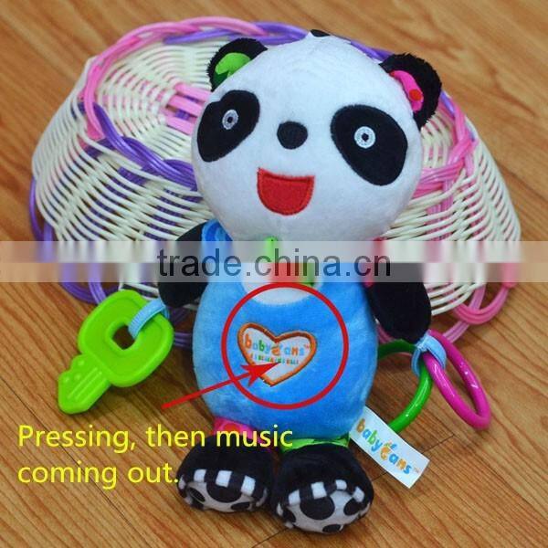 Cute panda pressing musical Plush toys baby educational stuffed & plush toy baby bed hanging toys