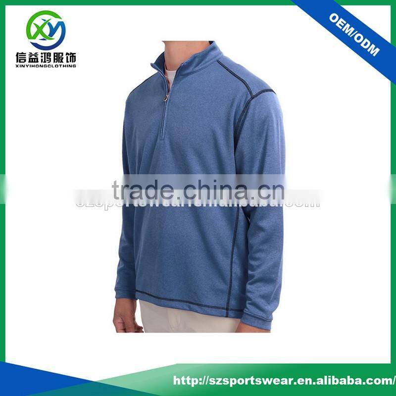 95% Polyester 5% spandex pique fabric pullover neck zip shirt with customized embroider logo
