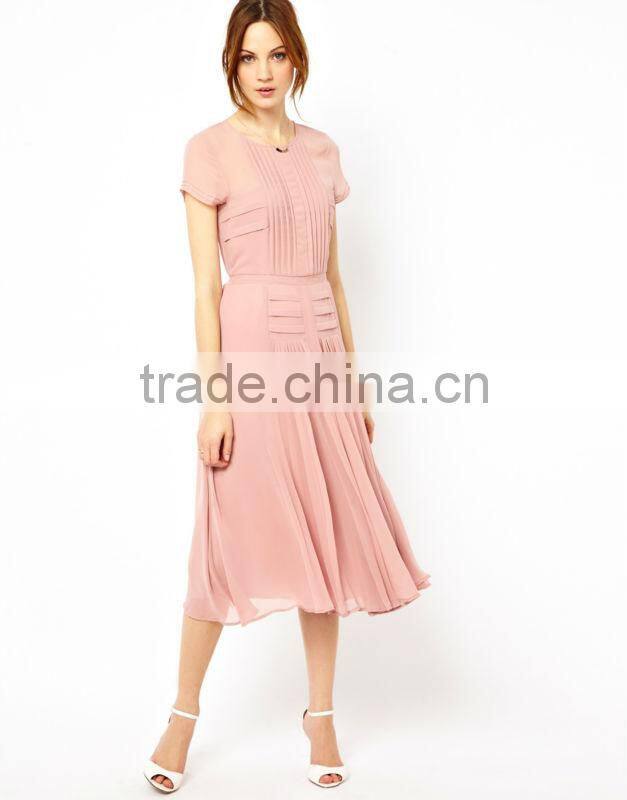 Pleated Skirt & Bodice Midi Dress