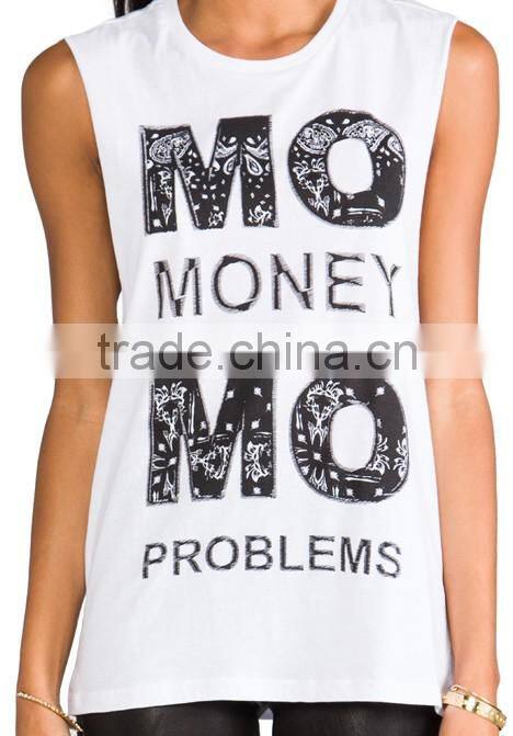 raw cut arm holes plain white tank top