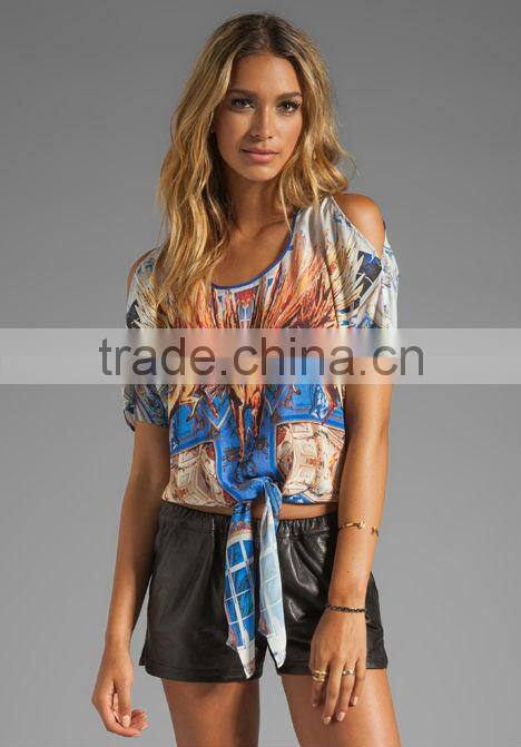 tie front hem accent tops