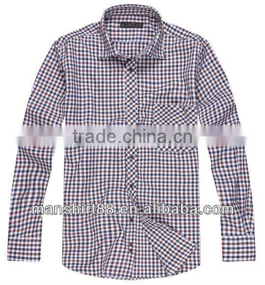 2016 Elegant fancy style 100%Cotton Single velvet Checked thickening Shirt for men