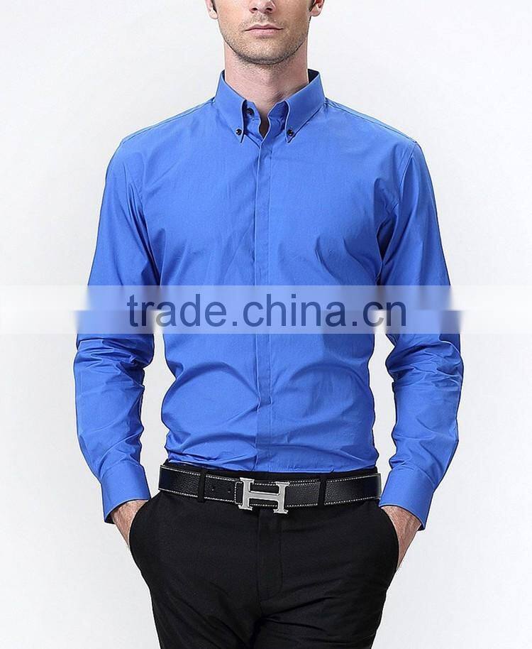 Stylish high collar shirts for men fancy sky blue shirts for men