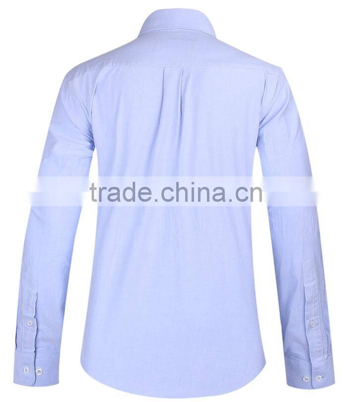 2017 new blue oxford men's long sleeve casual shirt wholesale