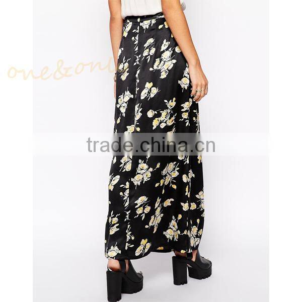 women floral print long skirt chiffon