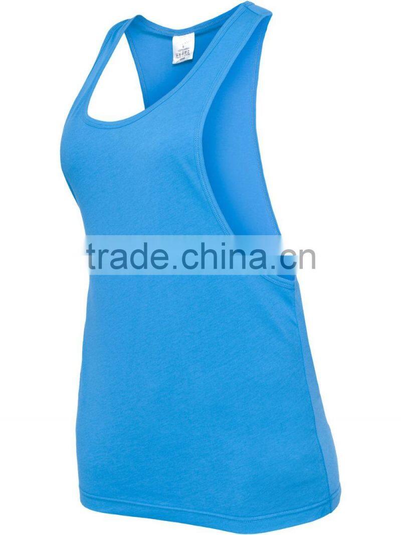 OEM service fashion lady long loose vest top 100%cotton