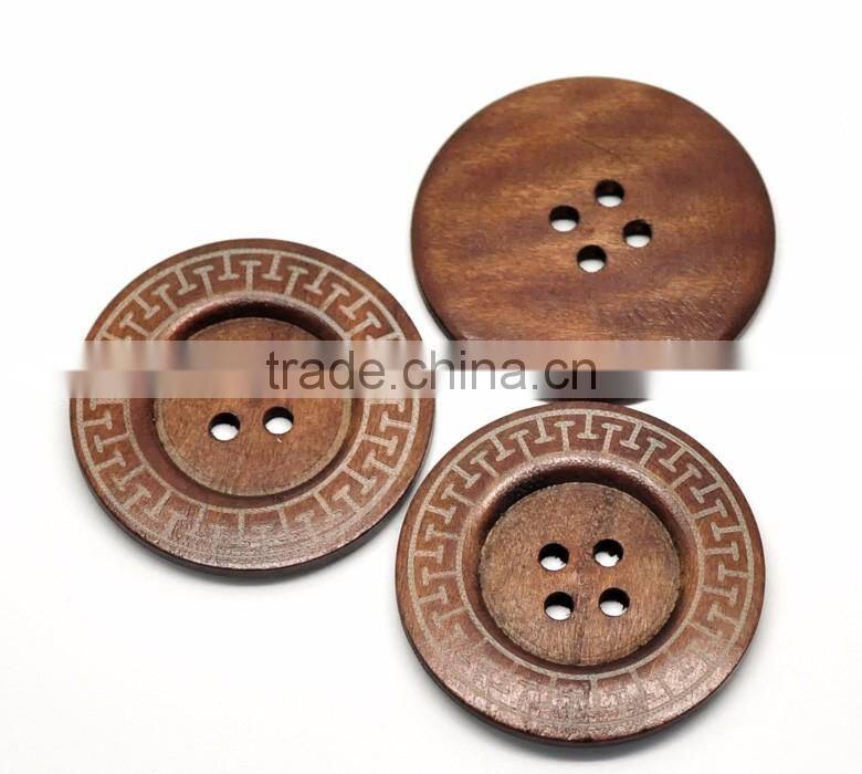 Coffee 4 Holes Big Wood Sewing Buttons for Outerwear Sweater Overcoat Clothing