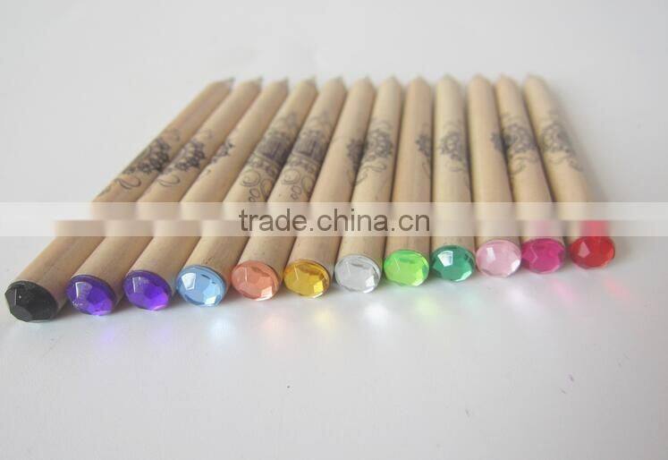 3.5''HB natural pencils wih diamond in paper tube