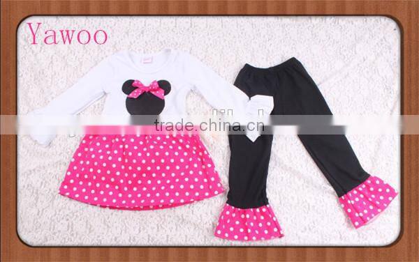 2015 baby clothes turkey 3pcs skirt wholesale kids clothing winter tee w pants bib wholesale children's boutique clothing sets